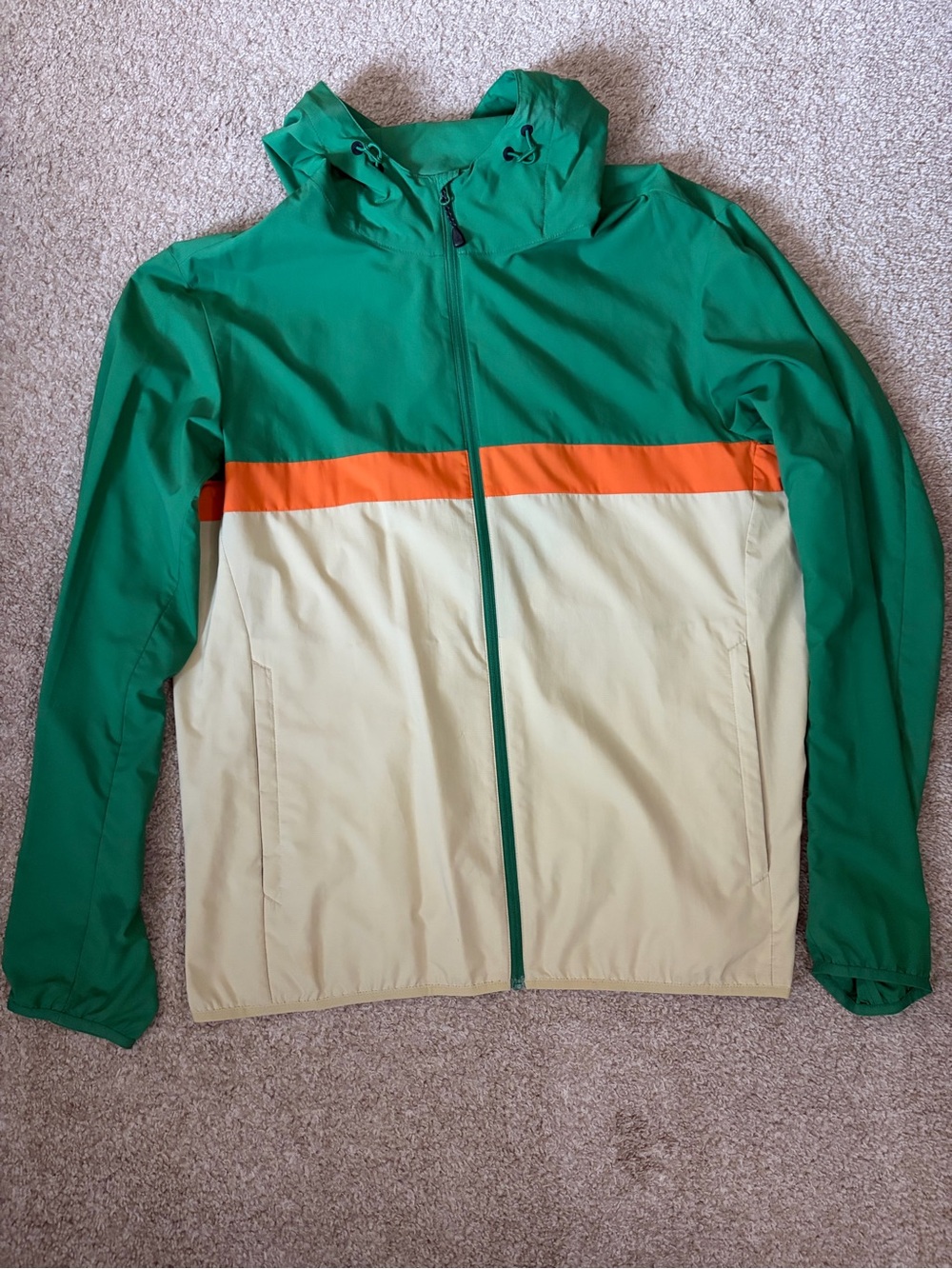 Men's Green, Orange & Cream Colorblock Windbreaker Jacket
